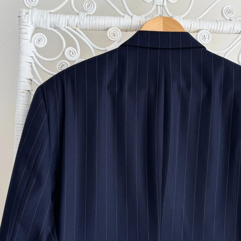 Brooks Brothers Blazer Mens 46R Navy Stripe Wool 1818 Madison Vitale Italy Made